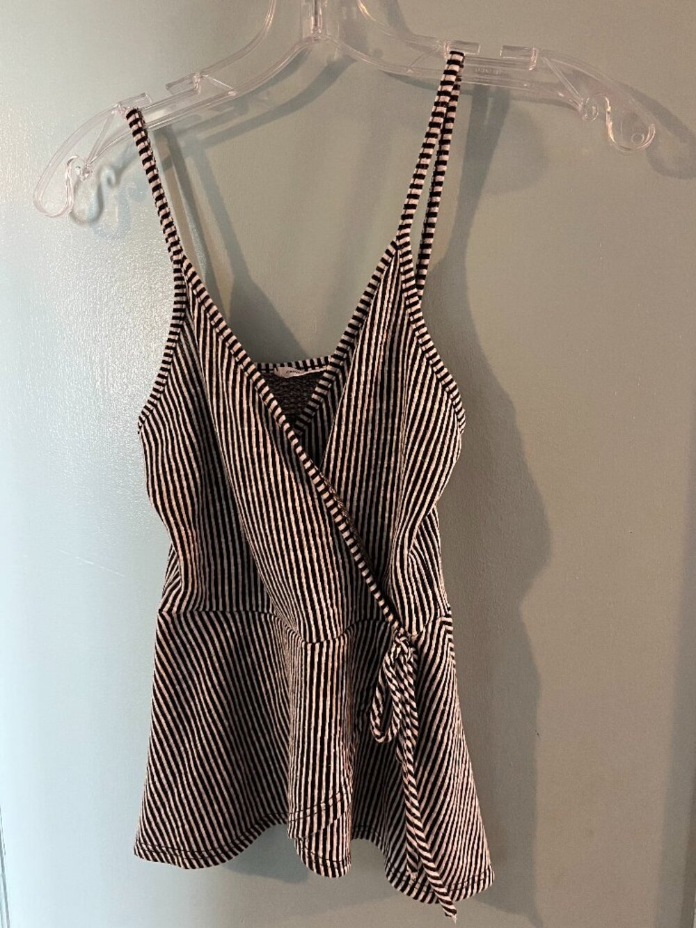 EUC - Caution to the Wind - Striped Faux Wrap Peplum Cami - Size S